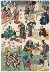 商人や顧客としての劇のキャラクター
